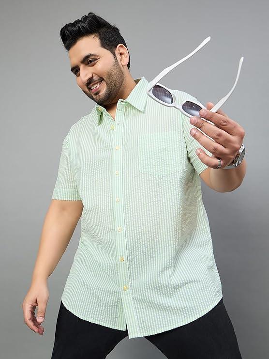 Men Plus Size Stetson Striped Shirt - bigbanana