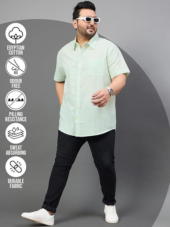 Men Plus Size Stetson Striped Shirt - bigbanana