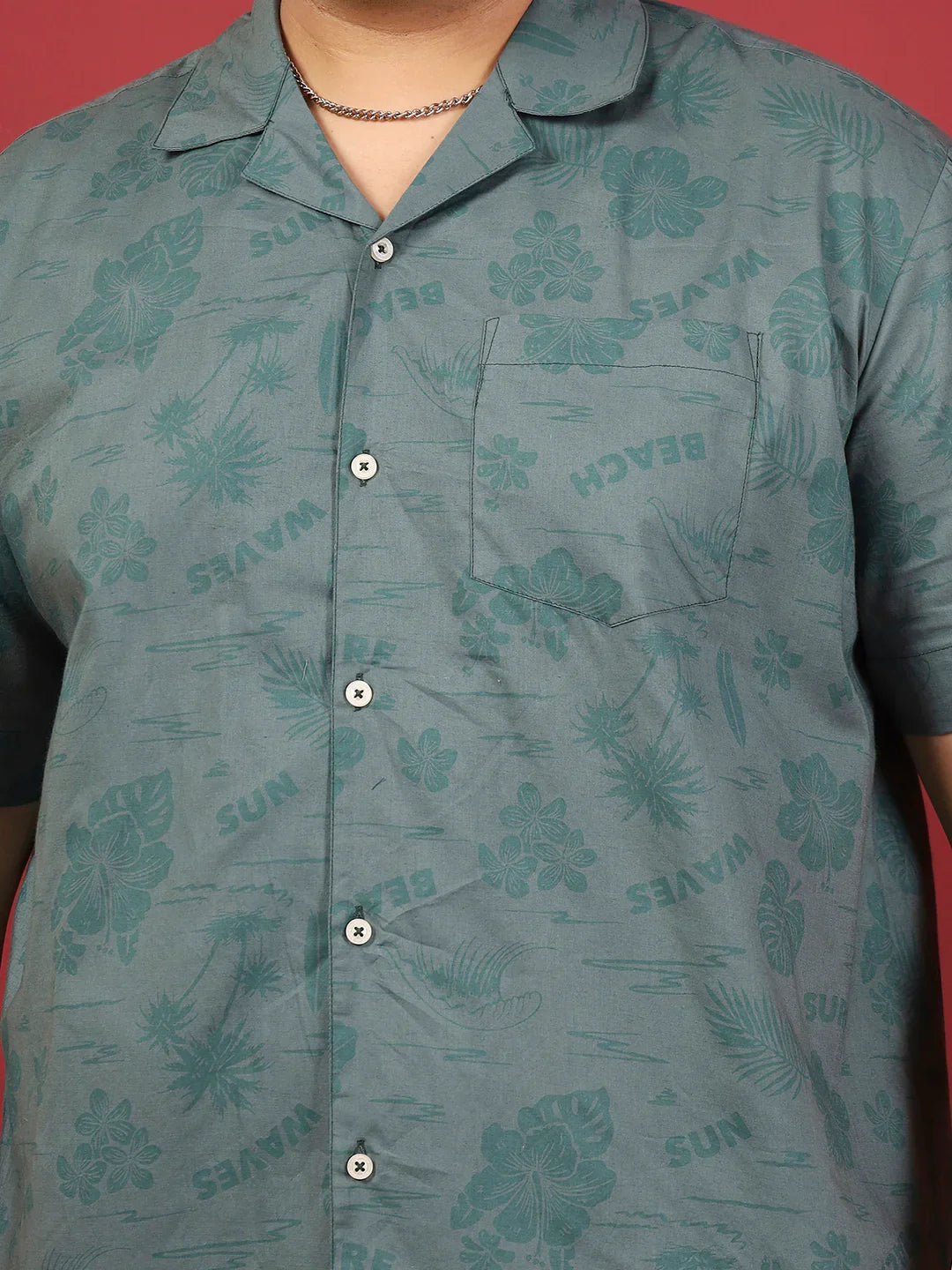 Men Plus Size Stevore Green Printed Shirt - bigbanana