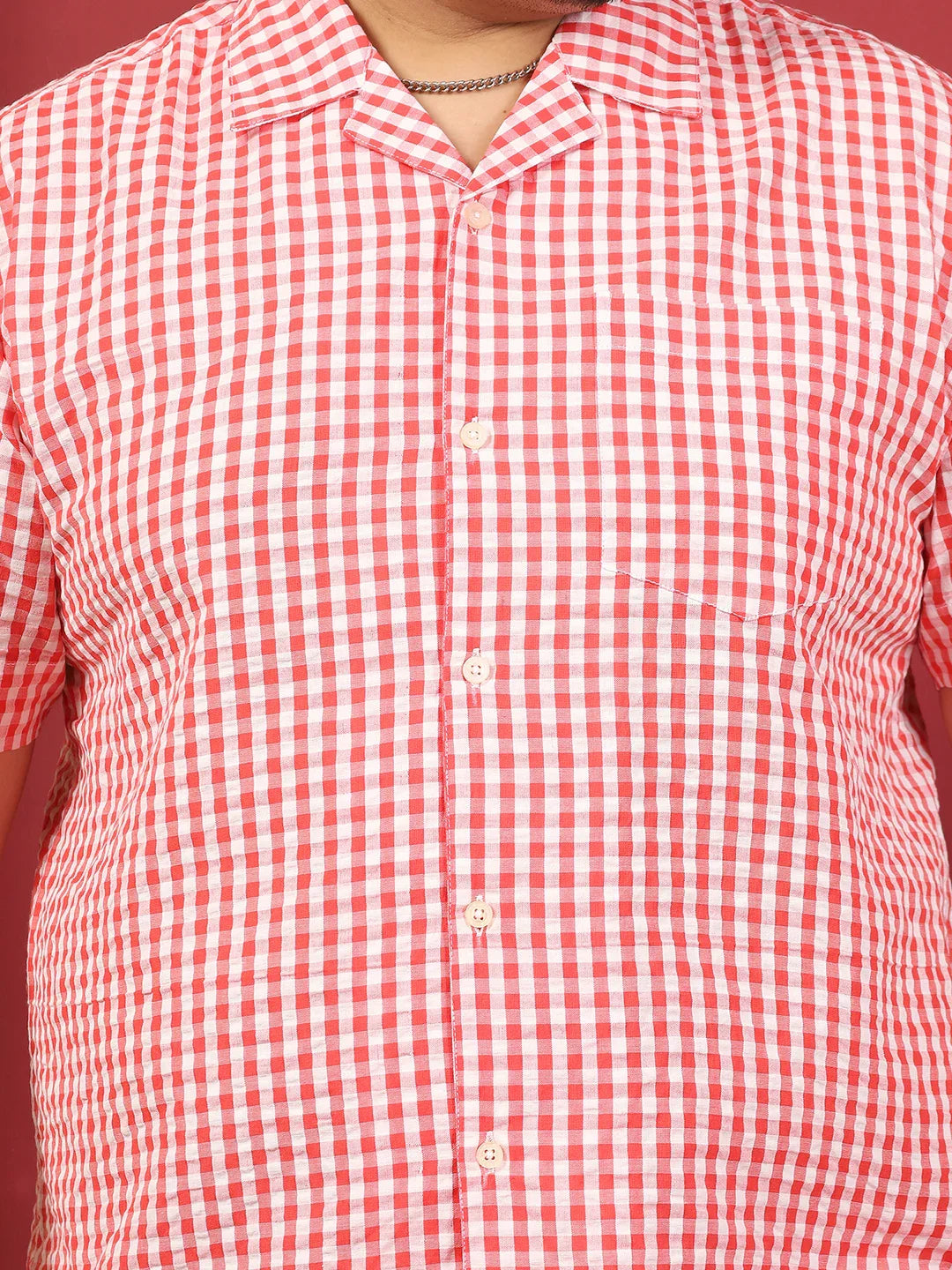 Men Plus Size Strivio Pink Check Shirt - bigbanana