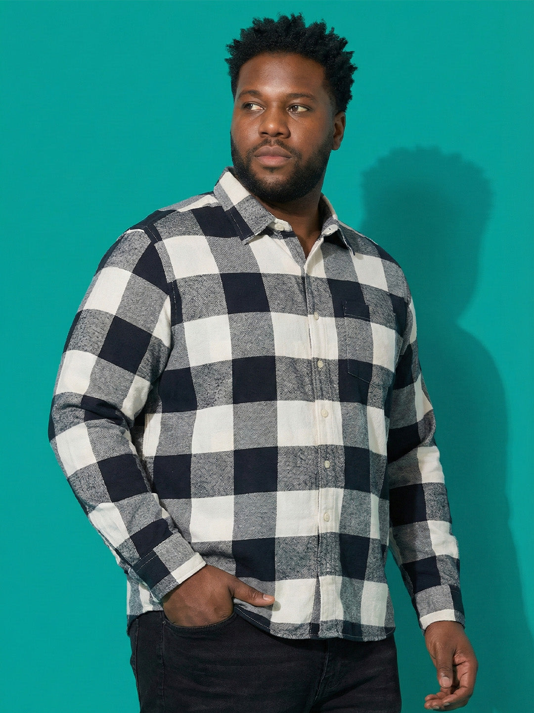 Men Plus Size Stronghold Multicolor Checkered Casual Shirt