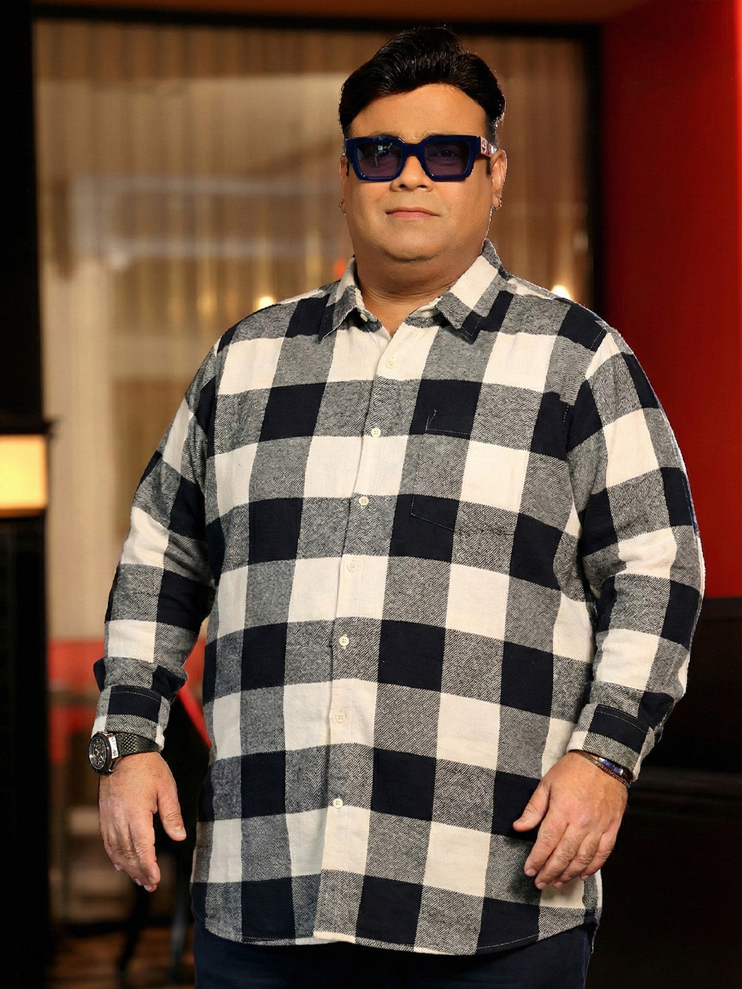 Men Plus Size Stronghold Multicolor Checkered Casual Shirt
