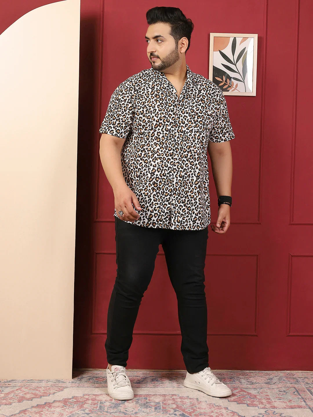 Men Plus Size Stroot Multicolor Printed Shirt - bigbanana