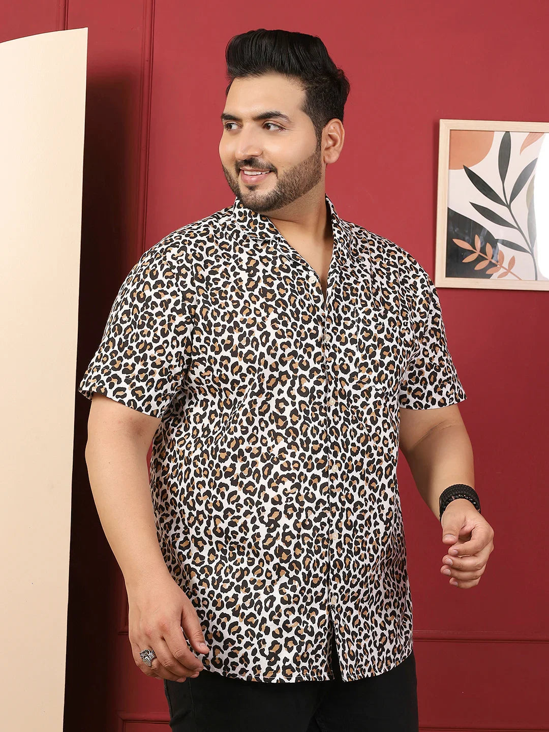 Men Plus Size Stroot Multicolor Printed Shirt - bigbanana