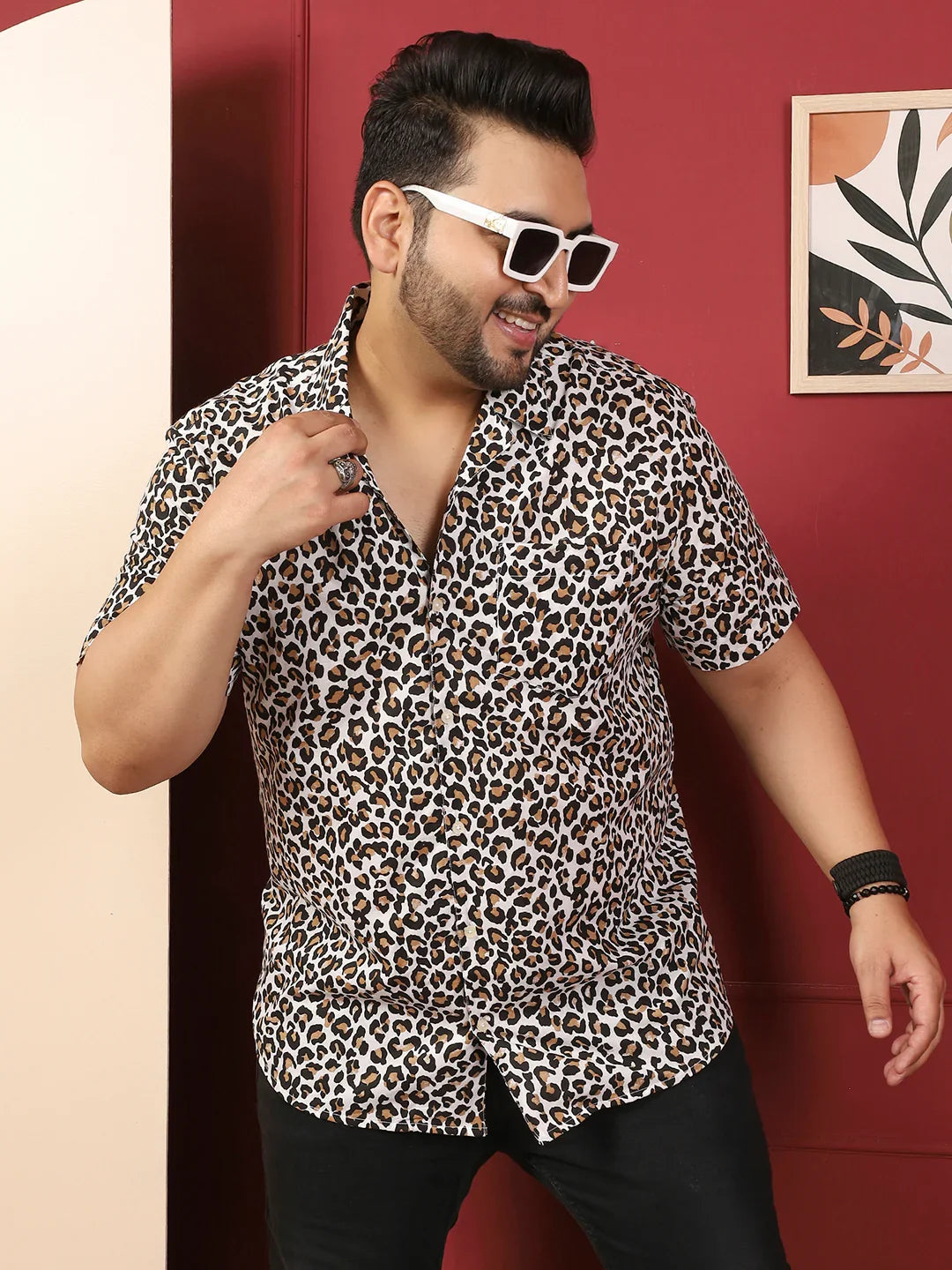 Men Plus Size Stroot Multicolor Printed Shirt - bigbanana