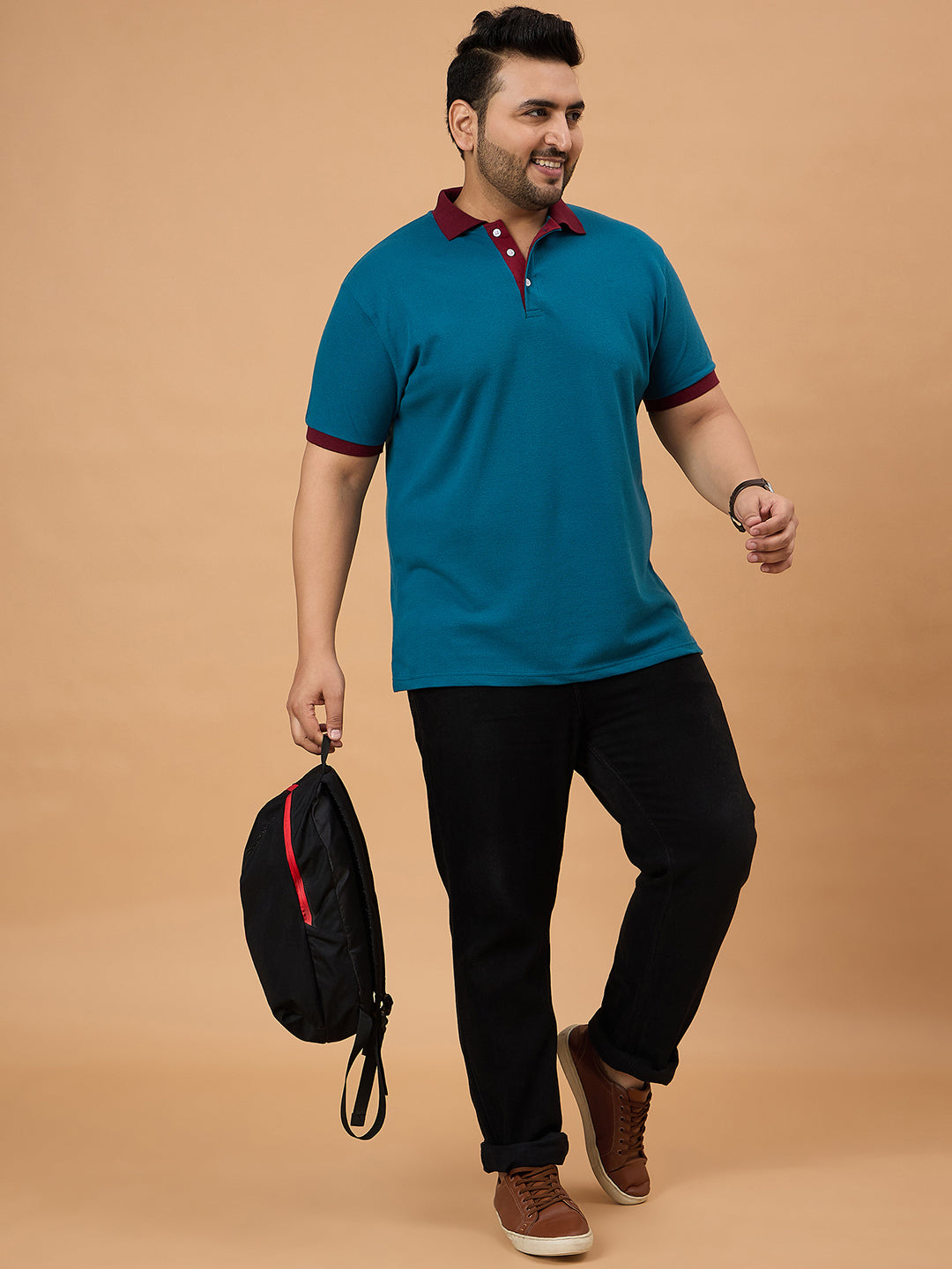 Men Plus Size Stryka Solid Polo Tshirt - bigbanana