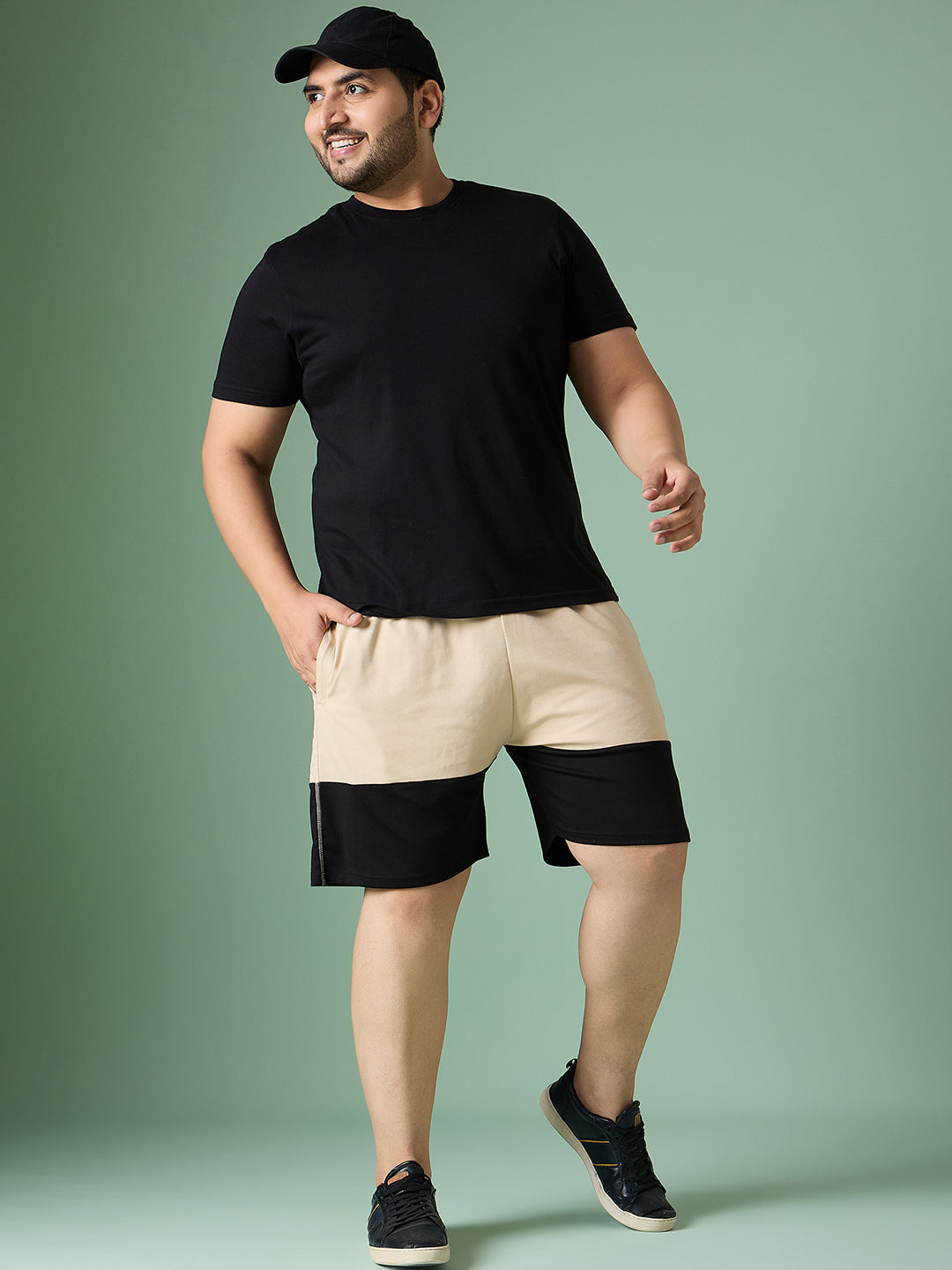 Men Plus Size Submerge Self Design Shorts - bigbanana