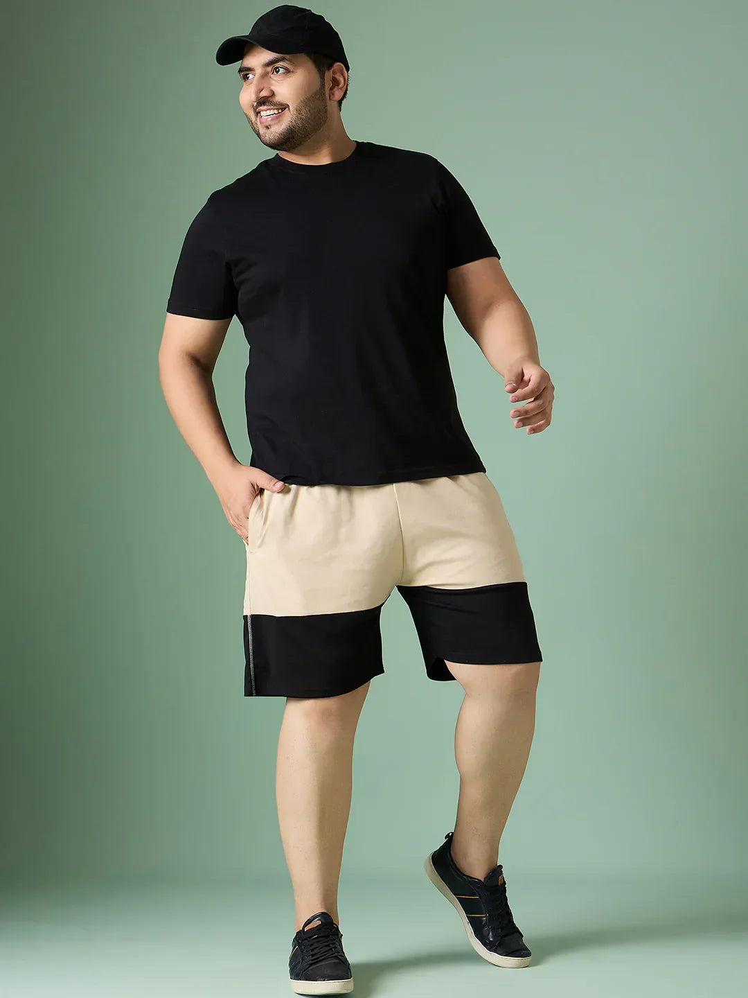 Men Plus Size Submerge Self Design Shorts - bigbanana