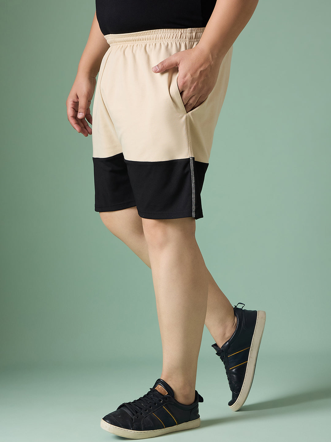 Men Plus Size Submerge Self Design Shorts - bigbanana