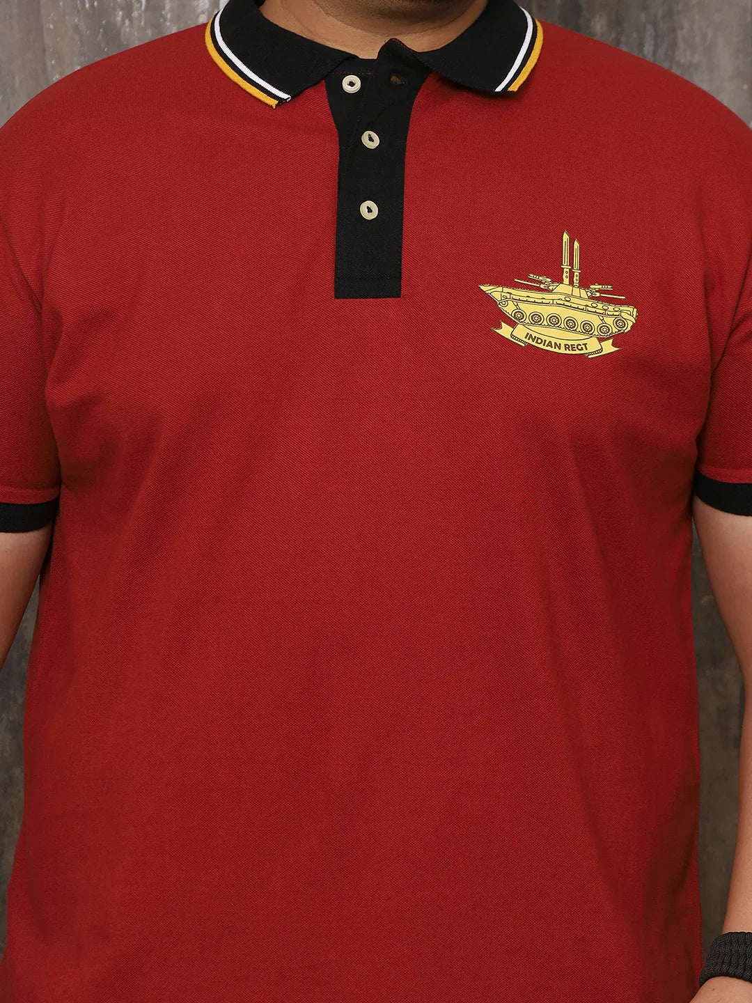 Men Plus Size Surreal Solid Red Polo Tshirt - bigbanana