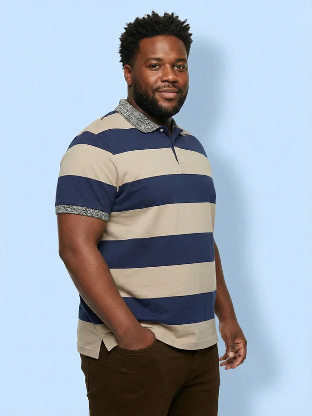 Men Plus Size Harbor Multicolor Striped Polo Tshirt