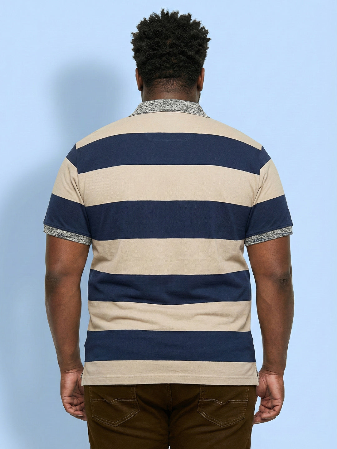 Men Plus Size Harbor Multicolor Striped Polo Tshirt