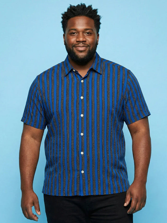 Men Plus Size Takeline Blue Striped Casual Shirt
