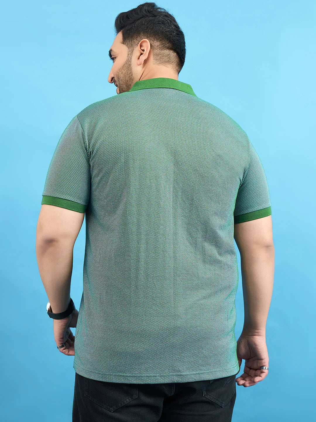 Men Plus Size Tempo Bottle Green Solid Polo Tshirt - bigbanana