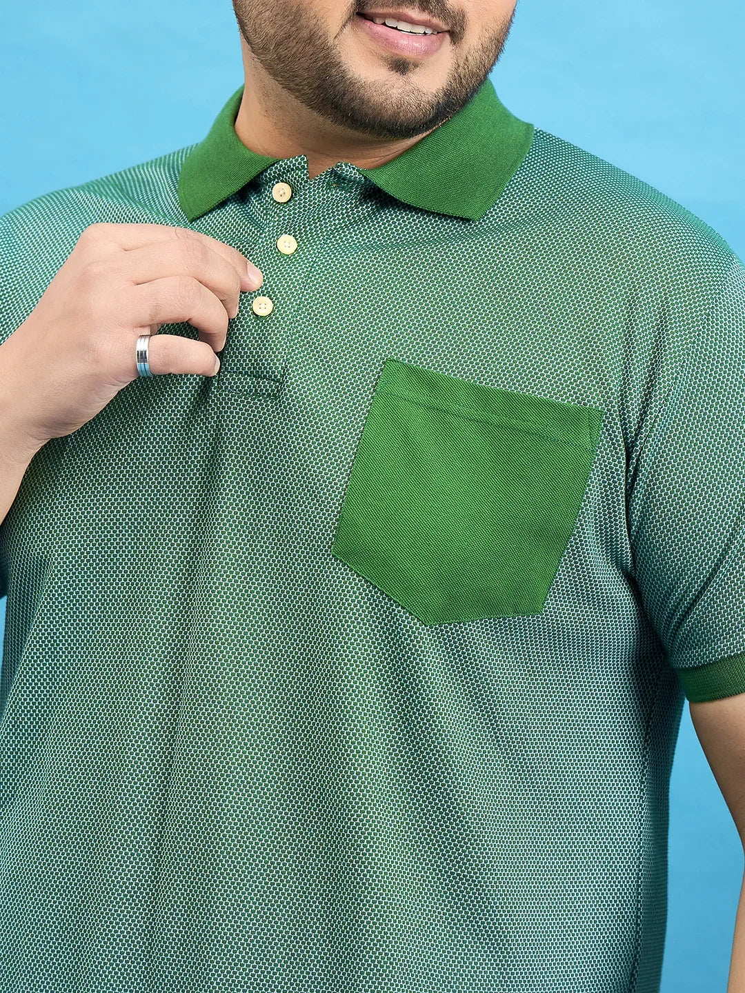 Men Plus Size Tempo Bottle Green Solid Polo Tshirt - bigbanana