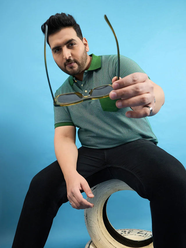 Men Plus Size Tempo Bottle Green Solid Polo Tshirt - bigbanana