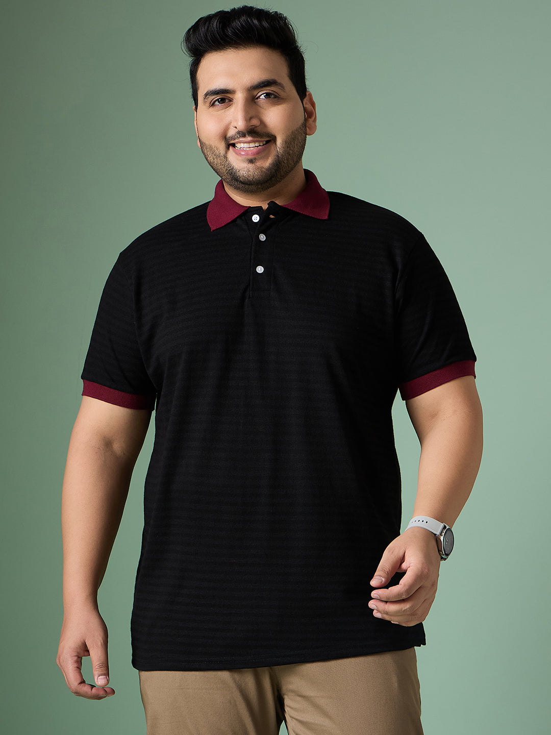 Men Plus Size Tenzil Colorblock Polo Tshirt - bigbanana
