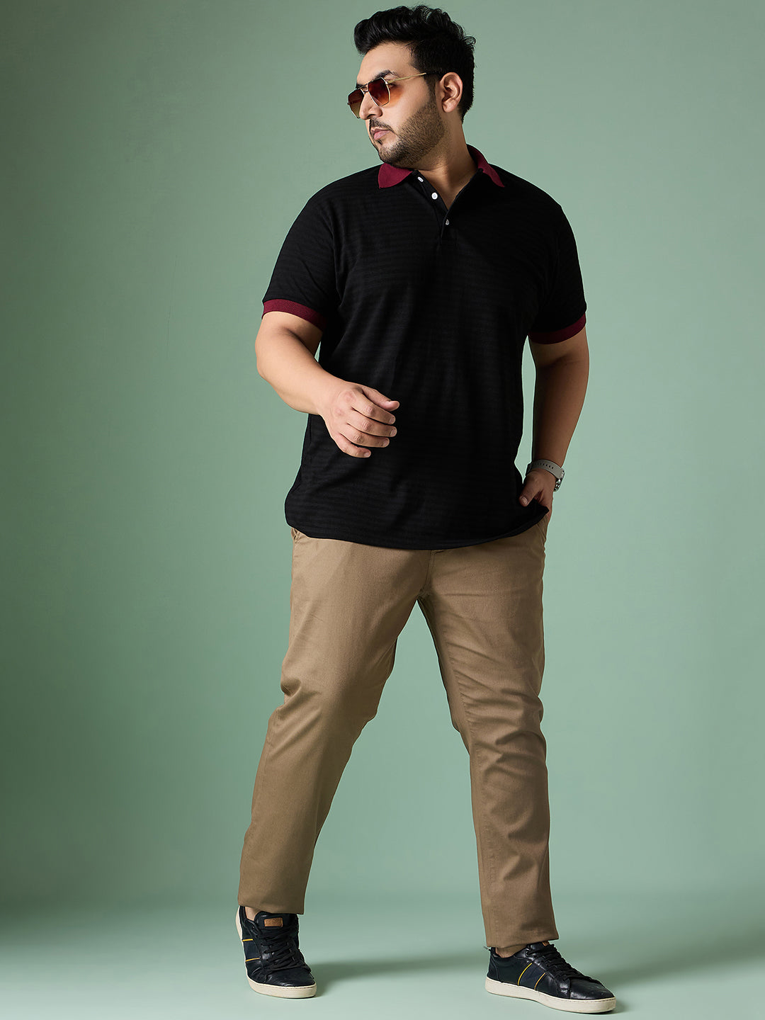 Men Plus Size Tenzil Colorblock Polo Tshirt - bigbanana