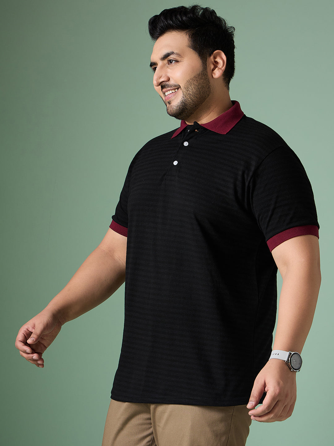 Men Plus Size Tenzil Colorblock Polo Tshirt - bigbanana