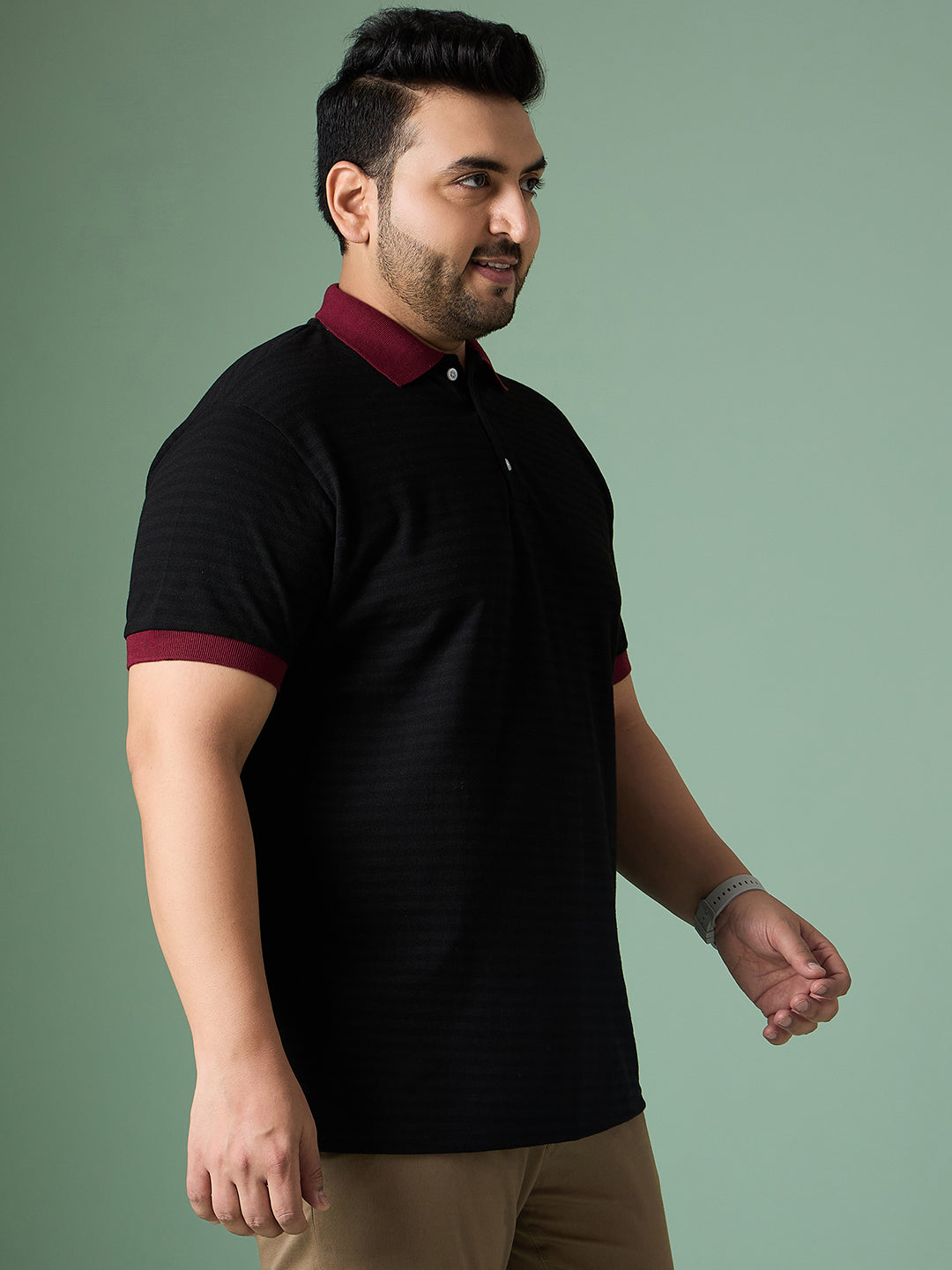 Men Plus Size Tenzil Colorblock Polo Tshirt - bigbanana