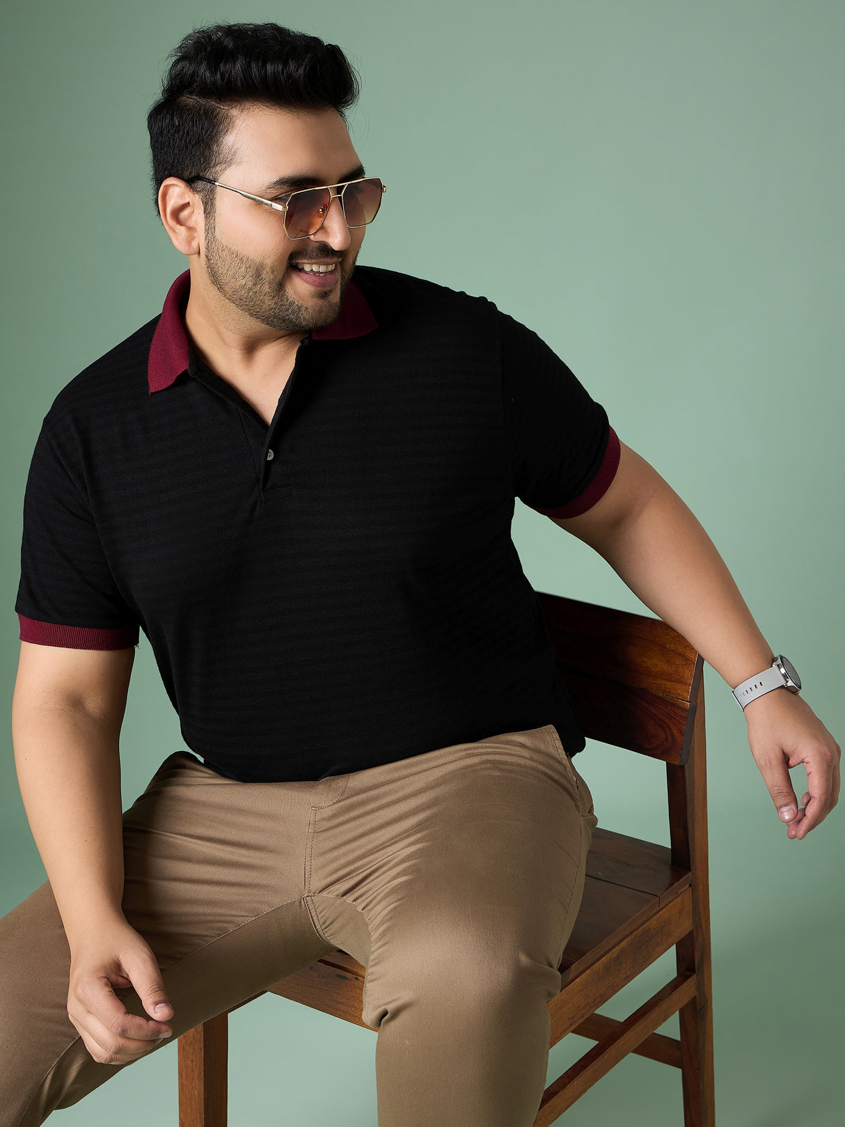 Men Plus Size Tenzil Colorblock Polo Tshirt - bigbanana