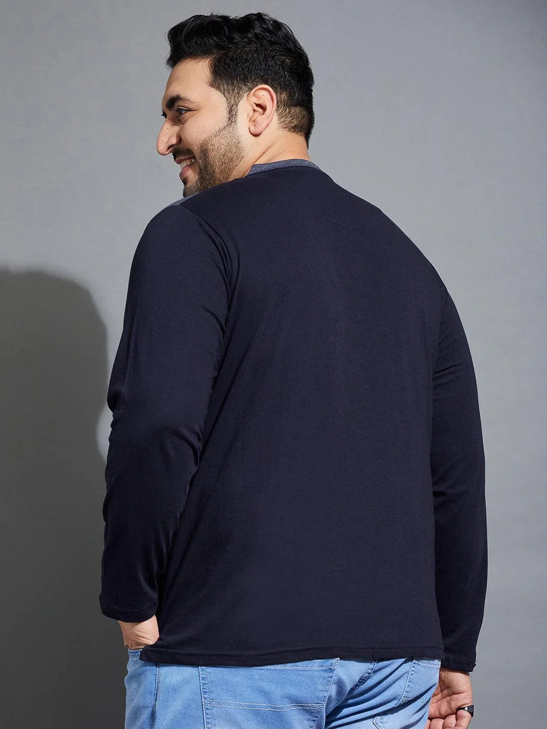 Men Plus Size Tenzing-10 Colorblock Henley Tshirt - bigbanana