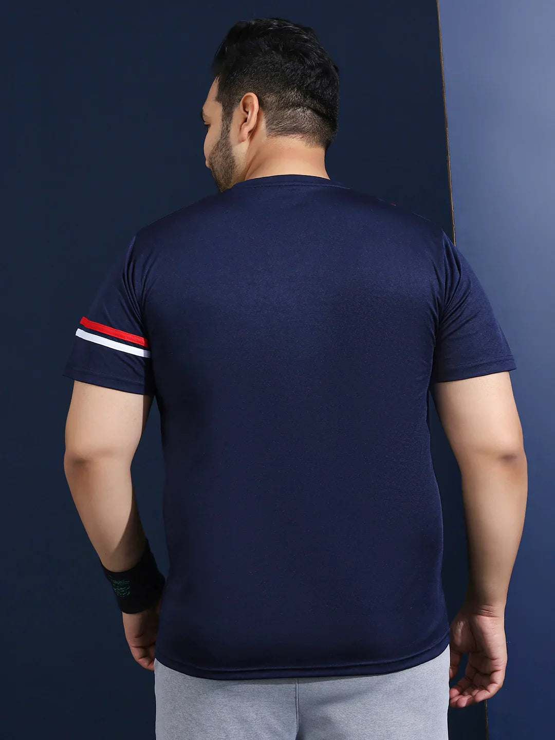 Men Plus Size Thalora-Navy Striped Navy Round Neck Tshirt - bigbanana