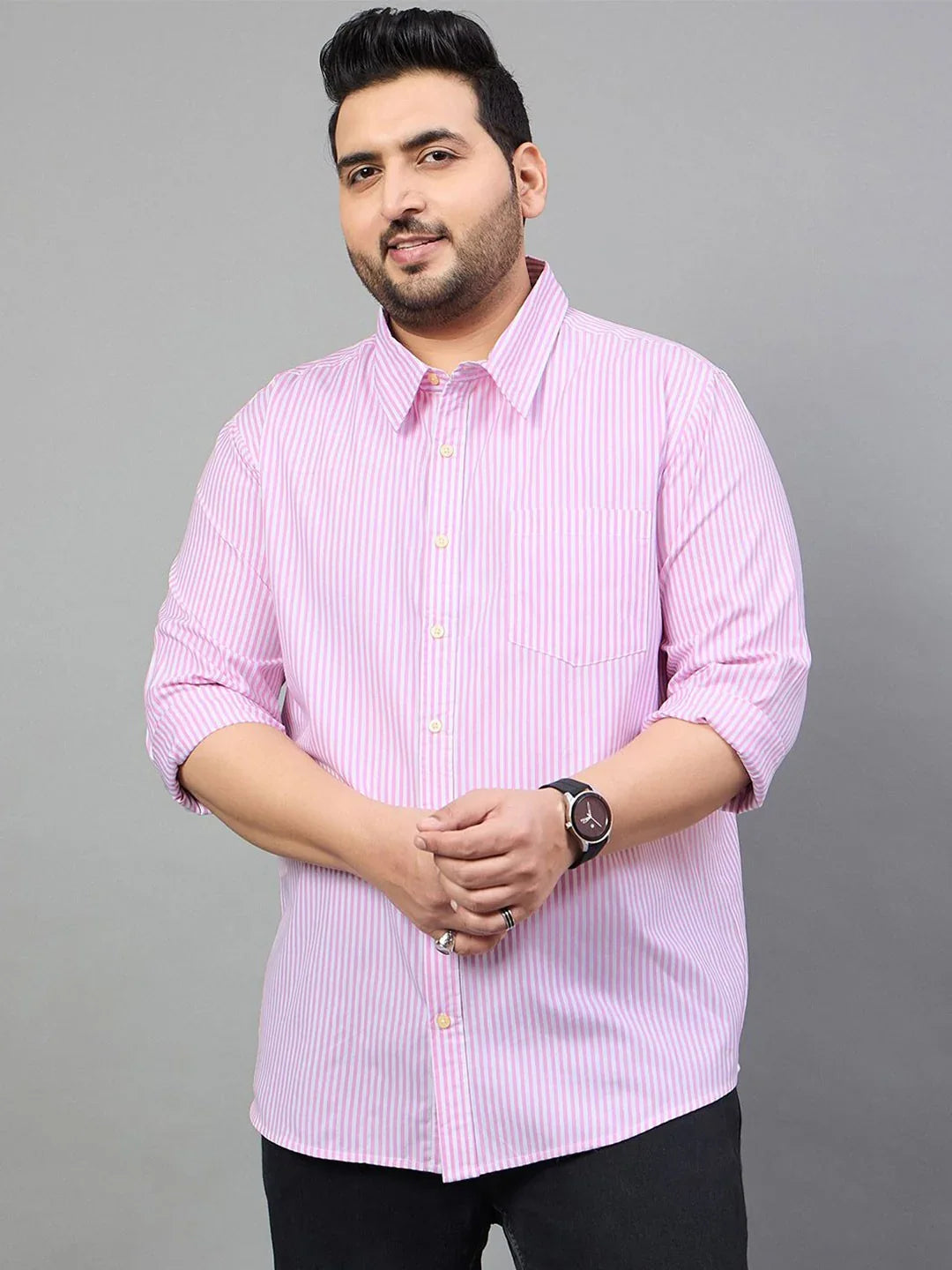 Men Plus Size Thiago Striped Shirt - bigbanana