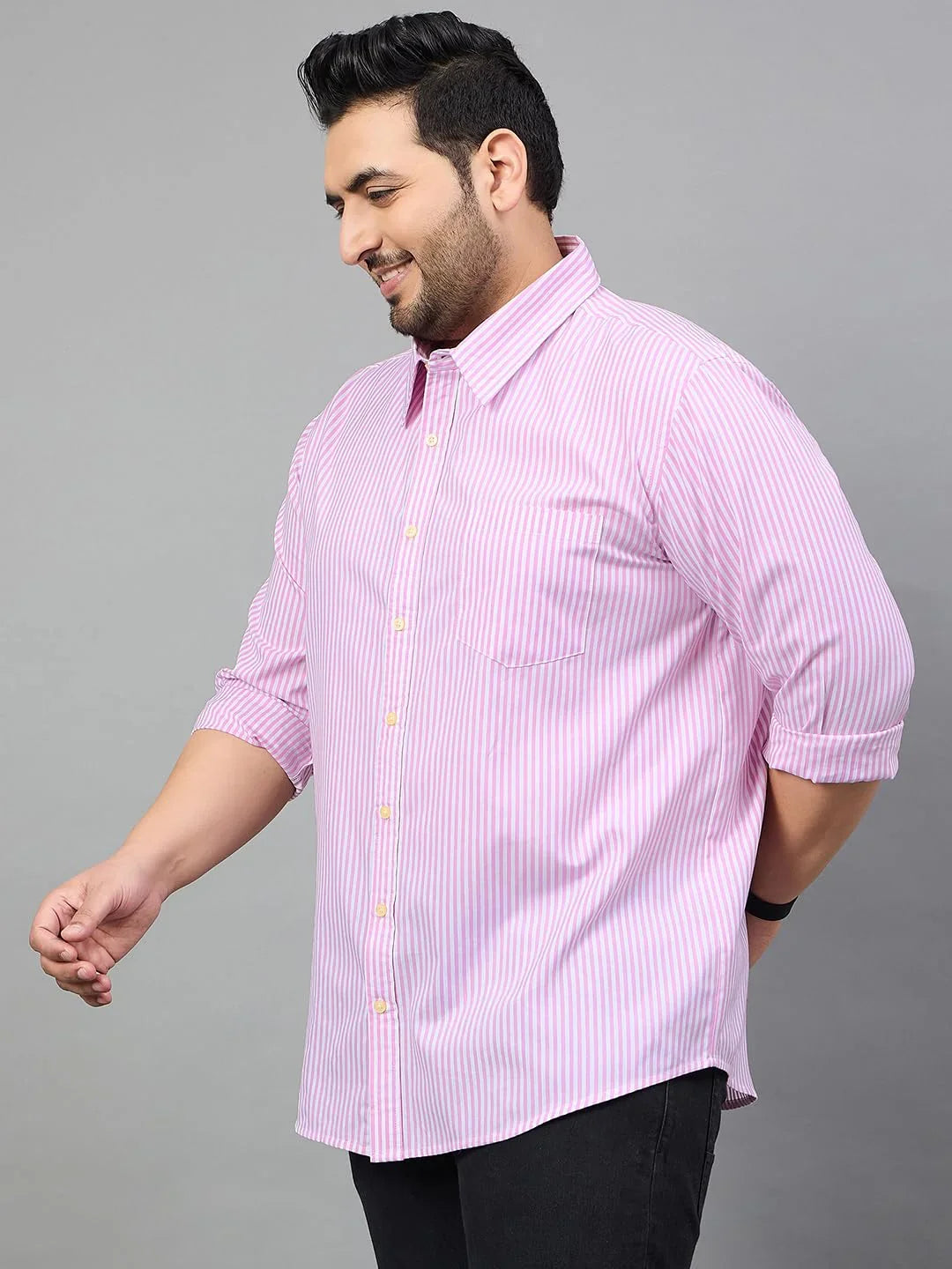 Men Plus Size Thiago Striped Shirt - bigbanana