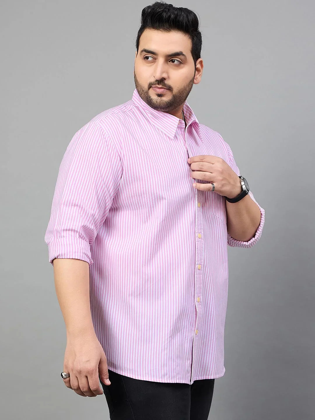 Men Plus Size Thiago Striped Shirt - bigbanana