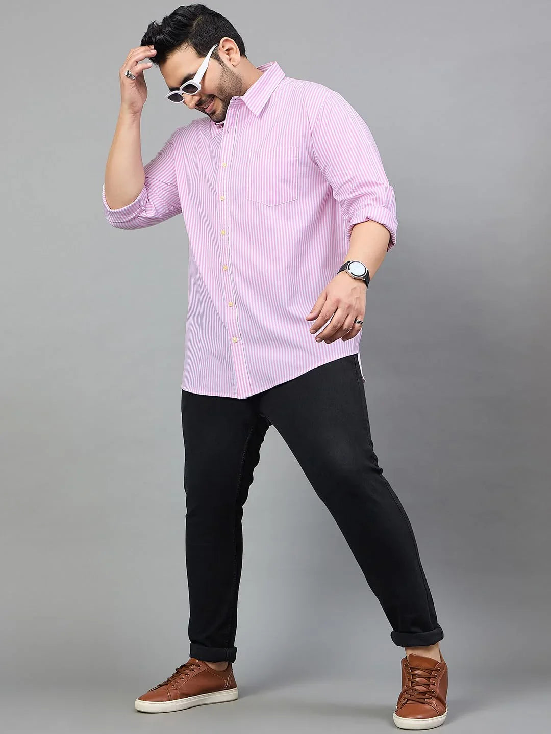 Men Plus Size Thiago Striped Shirt - bigbanana