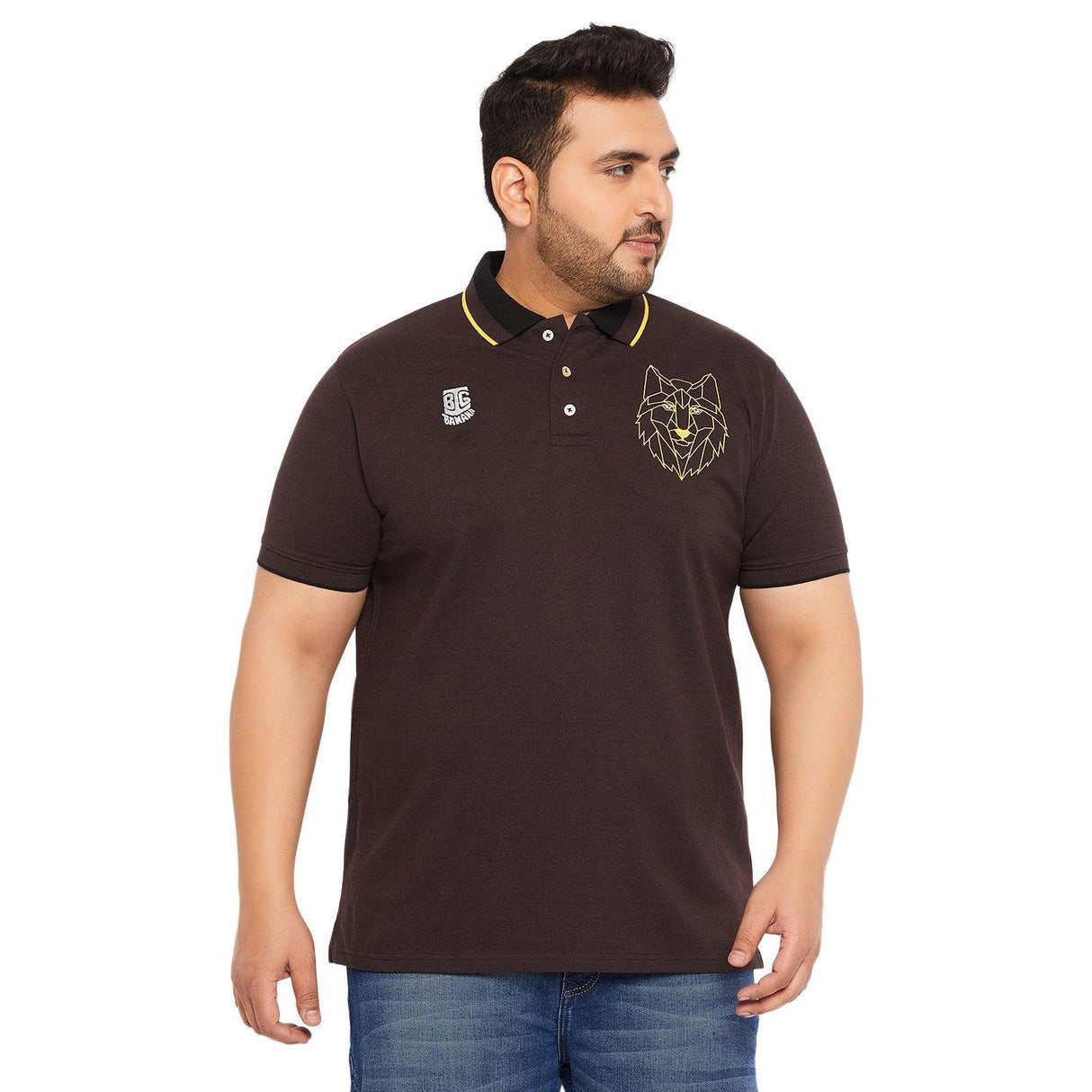 Men Plus Size Thom-Brown Solid Polo Tshirt - bigbanana