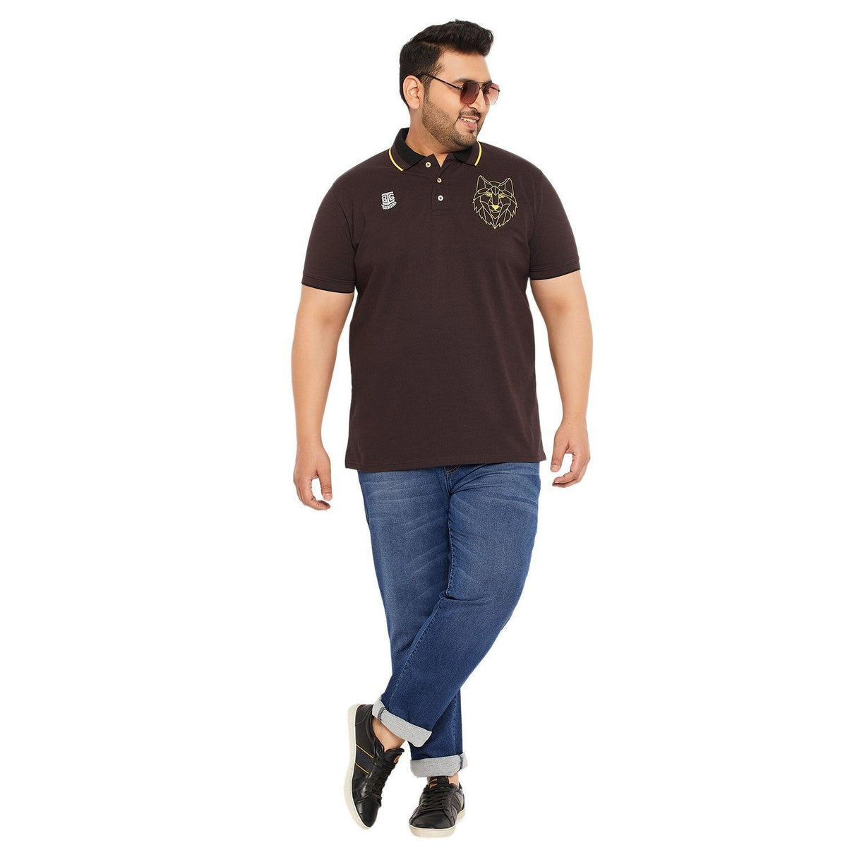 Men Plus Size Thom-Brown Solid Polo Tshirt - bigbanana