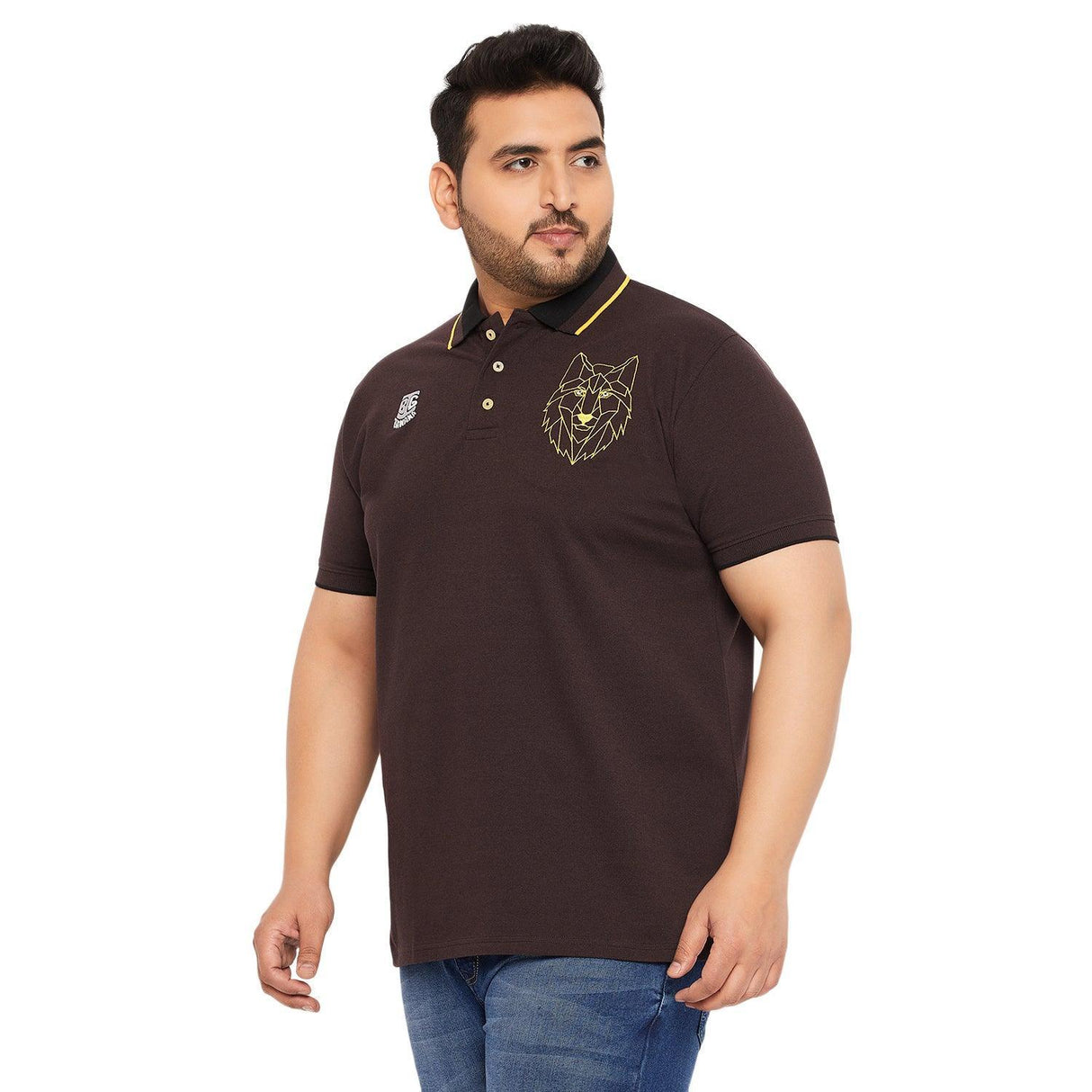 Men Plus Size Thom-Brown Solid Polo Tshirt - bigbanana