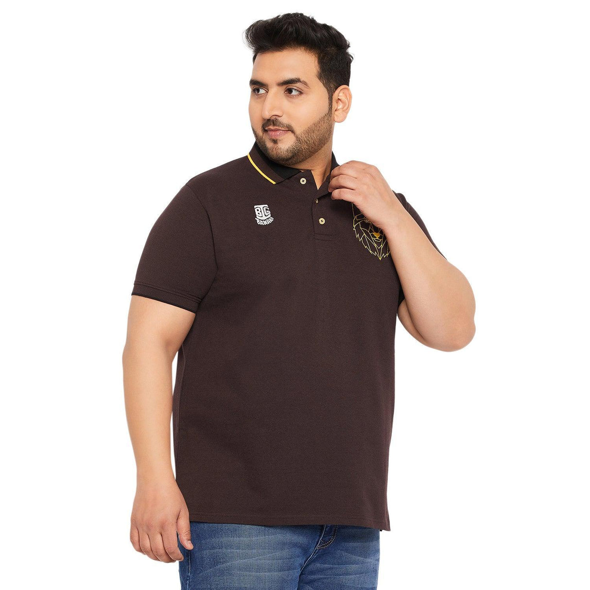 Men Plus Size Thom-Brown Solid Polo Tshirt - bigbanana