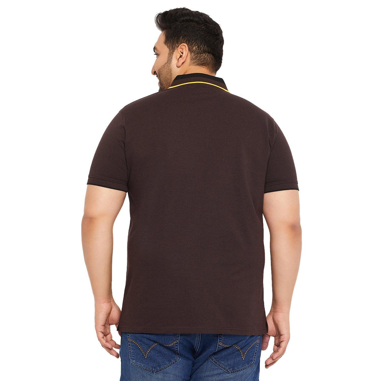 Men Plus Size Thom-Brown Solid Polo Tshirt - bigbanana