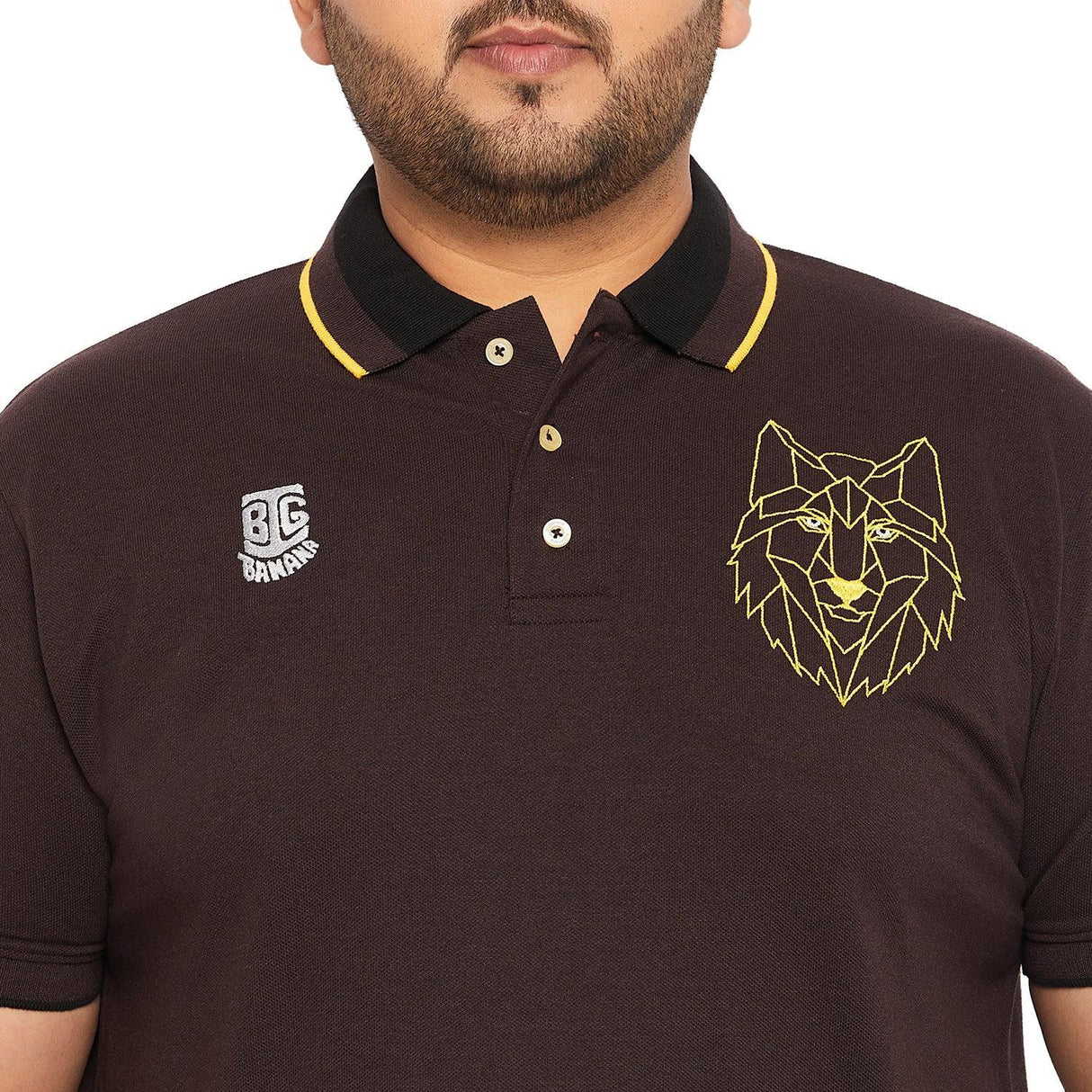 Men Plus Size Thom-Brown Solid Polo Tshirt - bigbanana