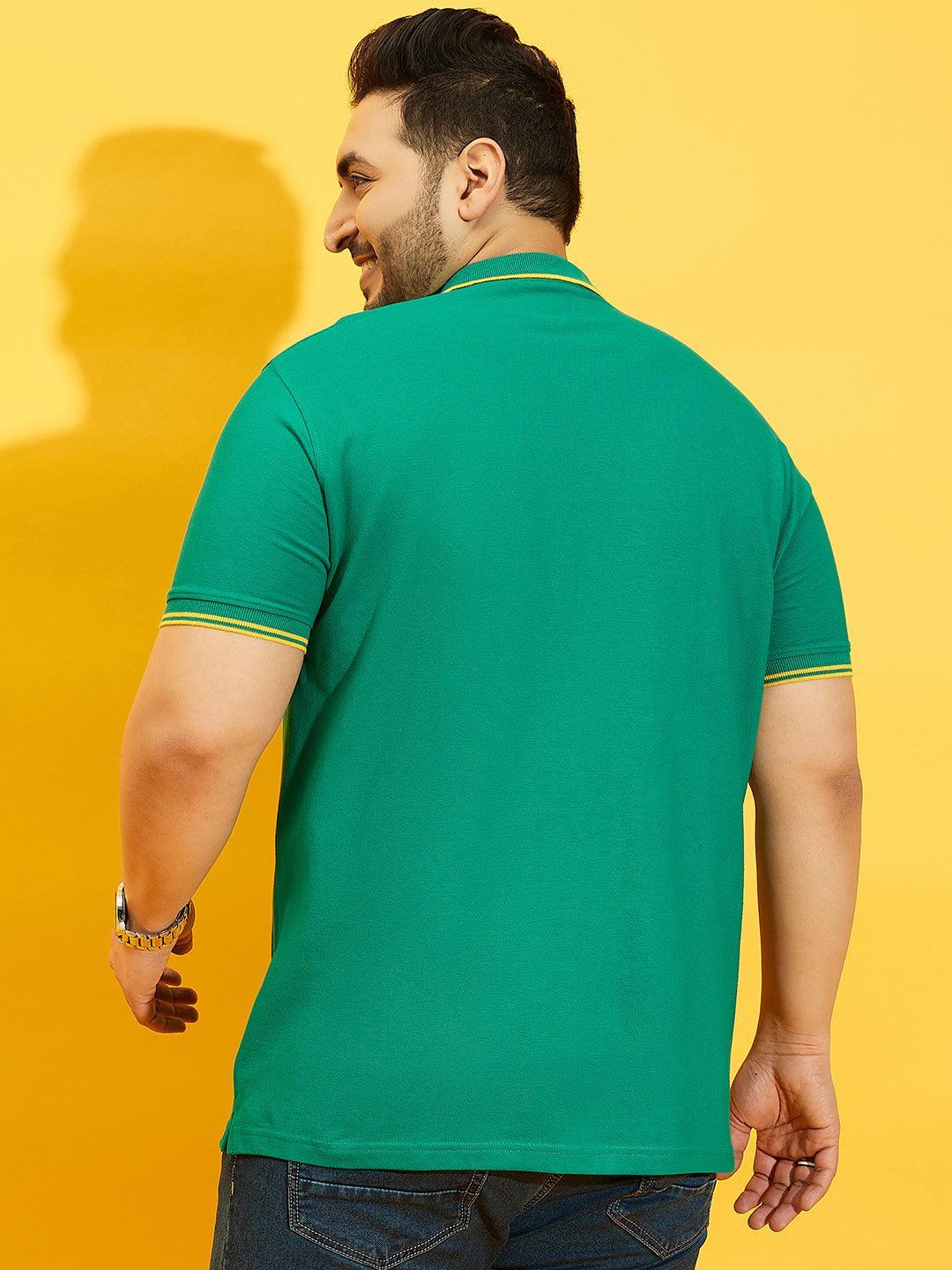 Men Plus Size Thom-Sea Green Solid Polo Tshirt - bigbanana