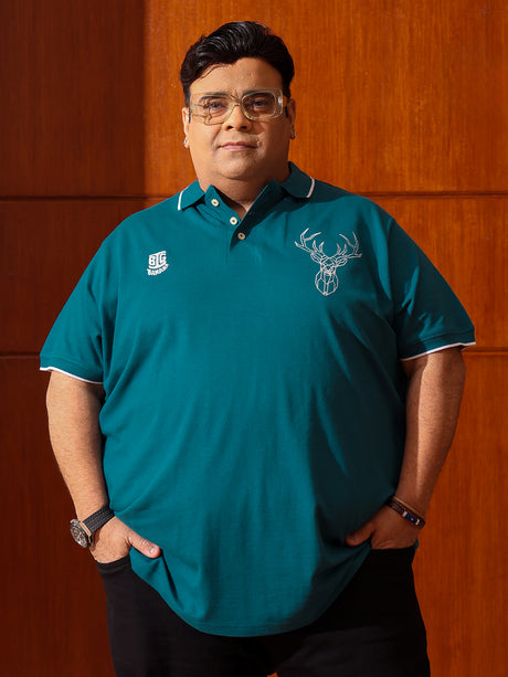 Men Plus Size Thom-Teal Solid Polo Tshirt - bigbanana