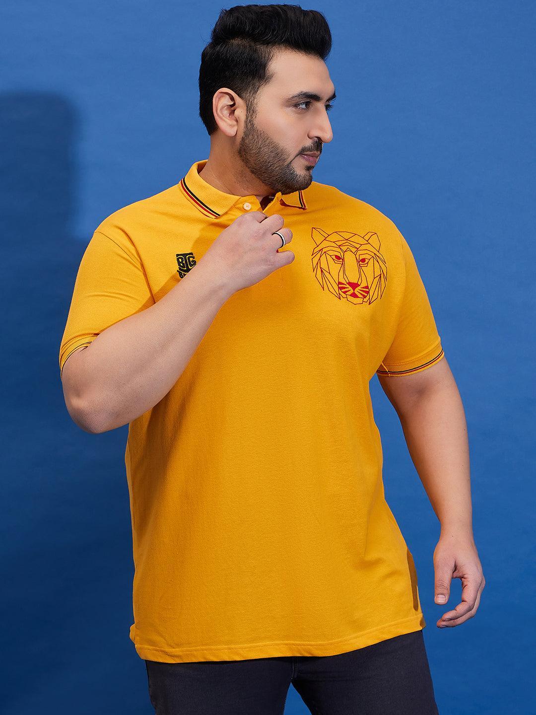 Men Plus Size Thom-Yellow Solid Polo Tshirt - bigbanana