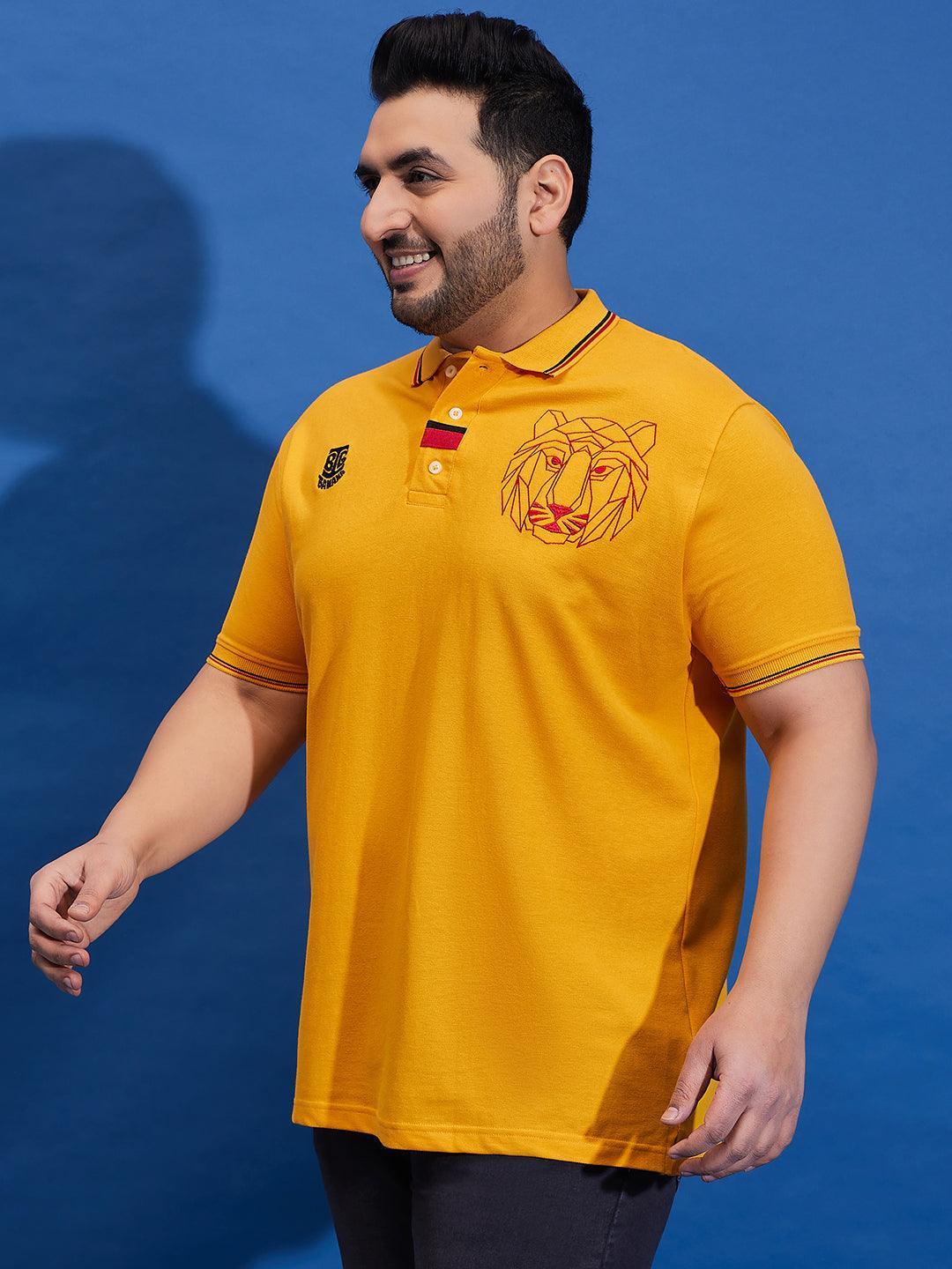 Men Plus Size Thom-Yellow Solid Polo Tshirt - bigbanana
