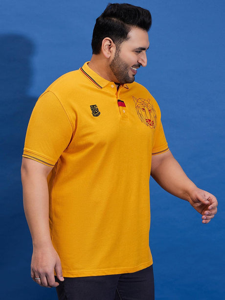 Men Plus Size Thom-Yellow Solid Polo Tshirt - bigbanana