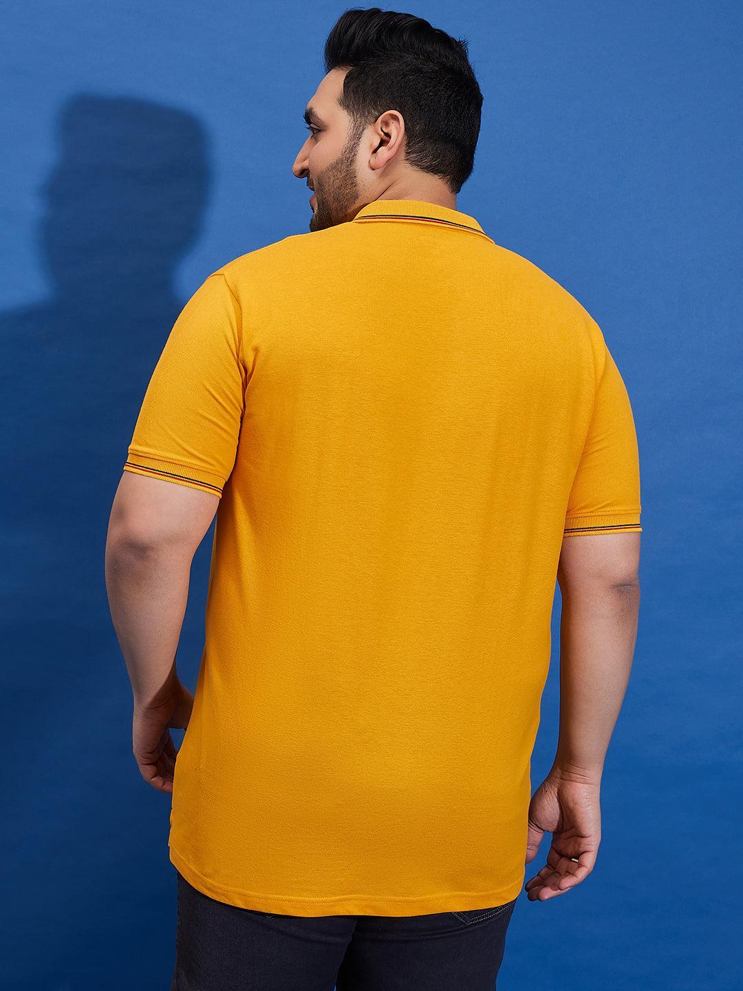 Men Plus Size Thom-Yellow Solid Polo Tshirt - bigbanana