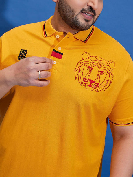 Men Plus Size Thom-Yellow Solid Polo Tshirt - bigbanana
