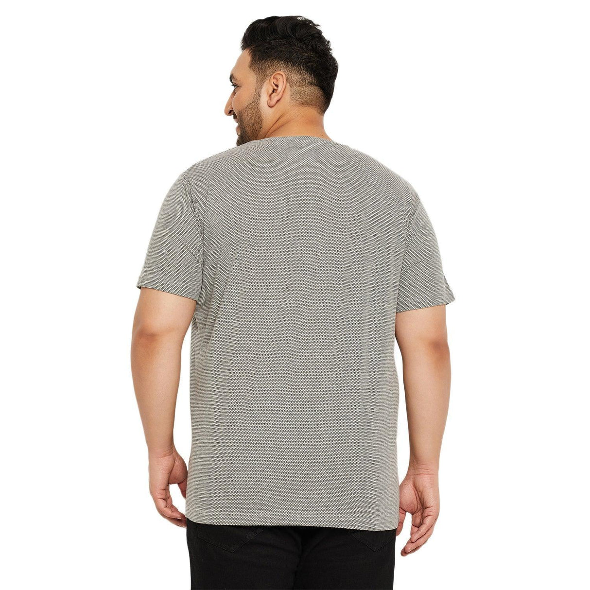 Men Plus Size Titanium Textured Round Neck Tshirt - bigbanana
