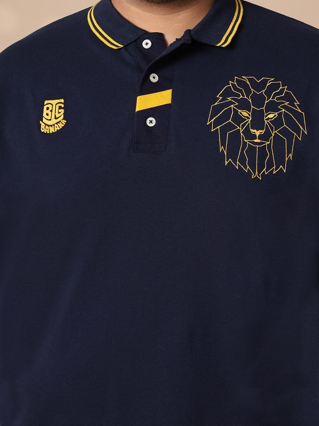 Men Plus Size Thom-Navy Solid Polo Tshirt - bigbanana