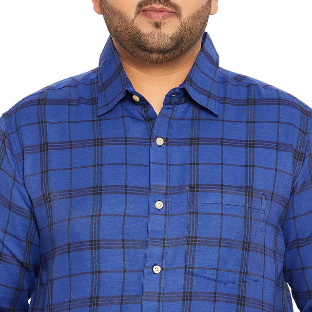 Men Plus Size Toowa Checked Shirt - bigbanana