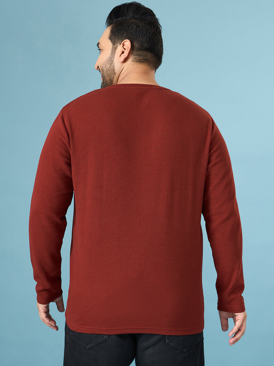 Men Plus Size Trail Solid Henley Tshirt