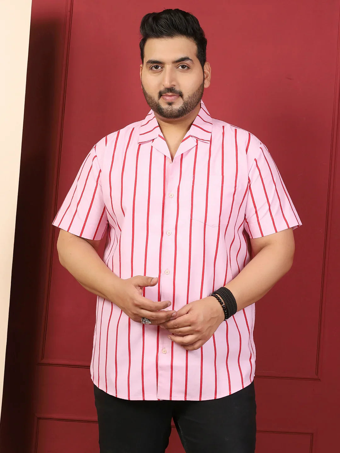 Men Plus Size Tundiq Multicolor Striped Shirt - bigbanana
