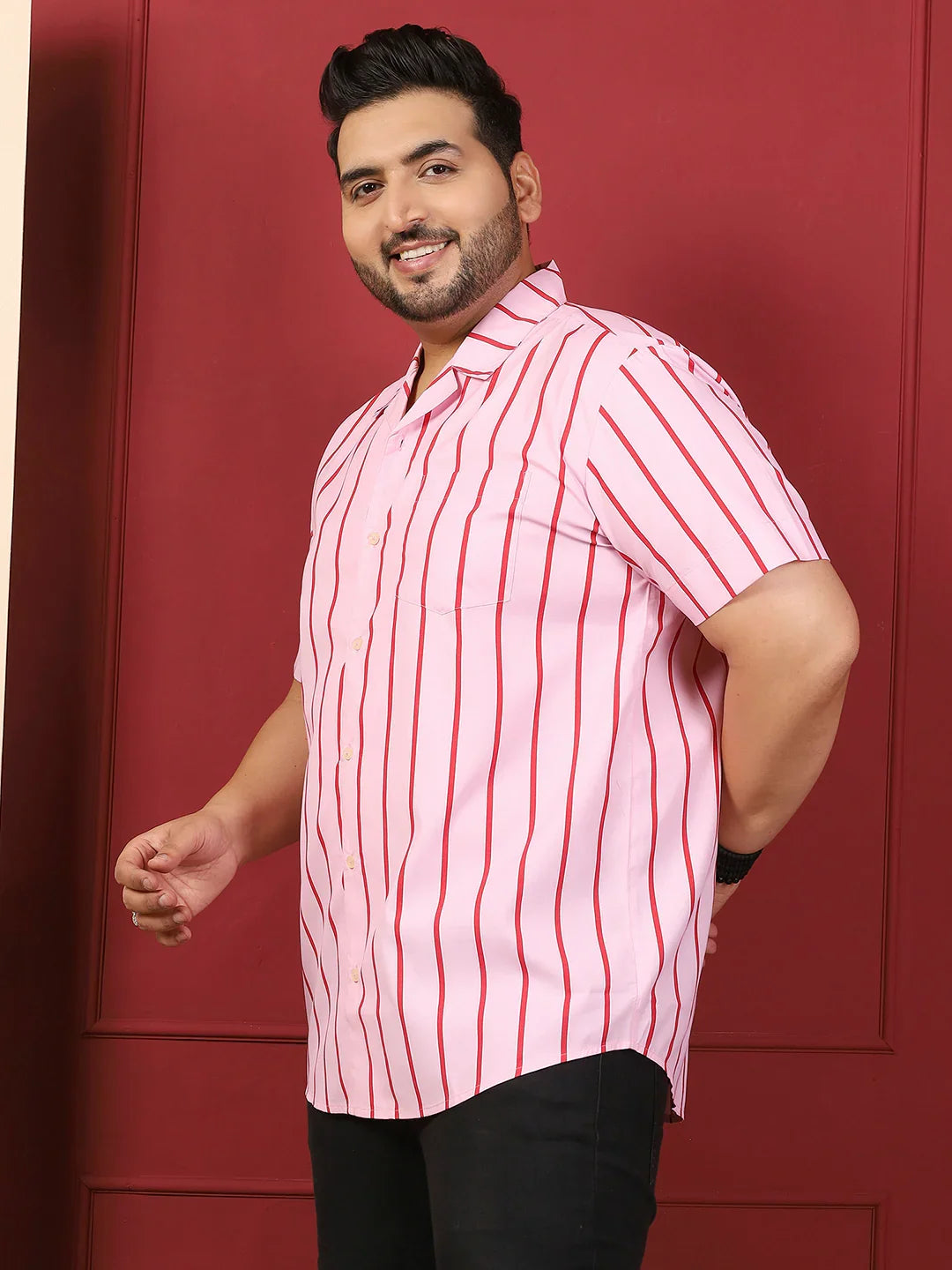 Men Plus Size Tundiq Multicolor Striped Shirt - bigbanana